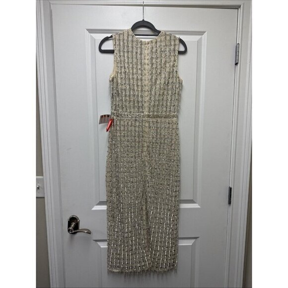 Mac Duggal Size 6 Beige 5471 Sleeveless Beaded Midi Sheath Cocktail Dress NWT - Picture 7 of 12